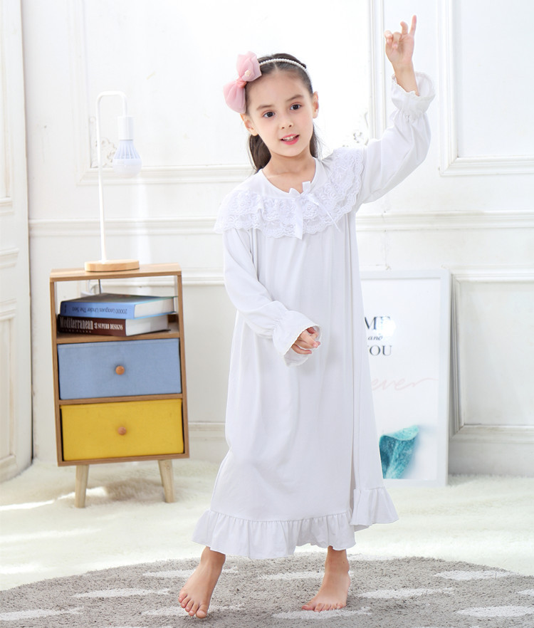 Girls in Europe and the United States in spring, summer, autumn and winter can wear modal knitted cotton long princess pajamas pajamas home clothes can be worn outside