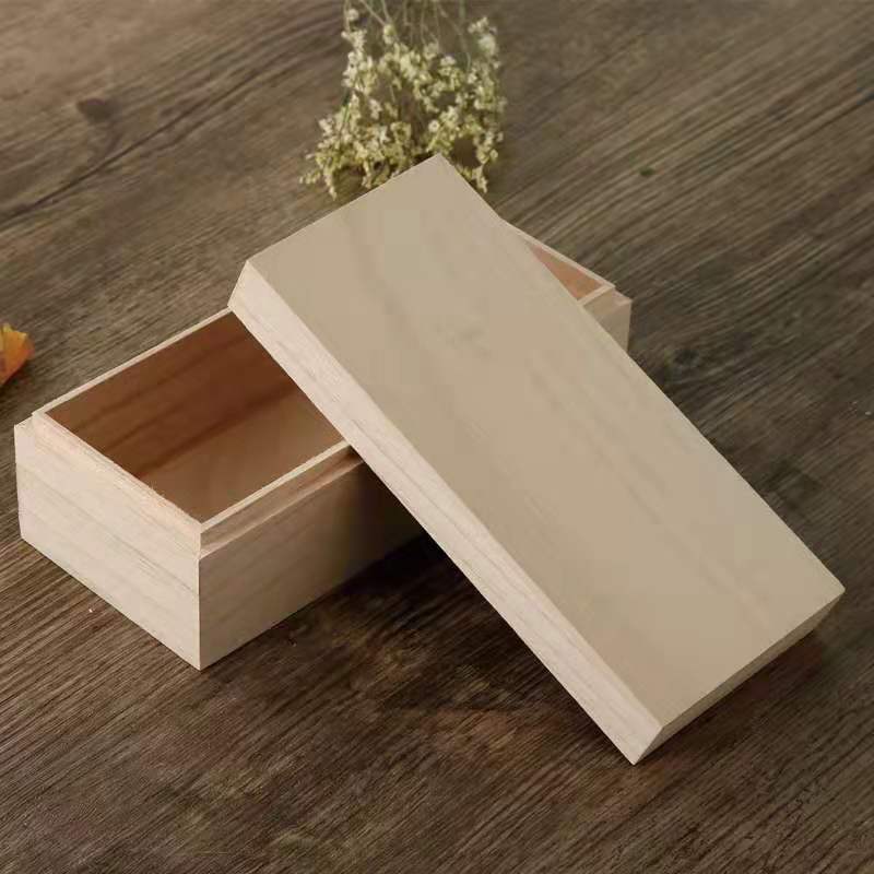Wooden Box Custom Paulownia Wooden Box Packaging Box Wooden Storage Box Essential Oil Box Accompanying Gift Box Heaven and Earth Cover Wooden Box