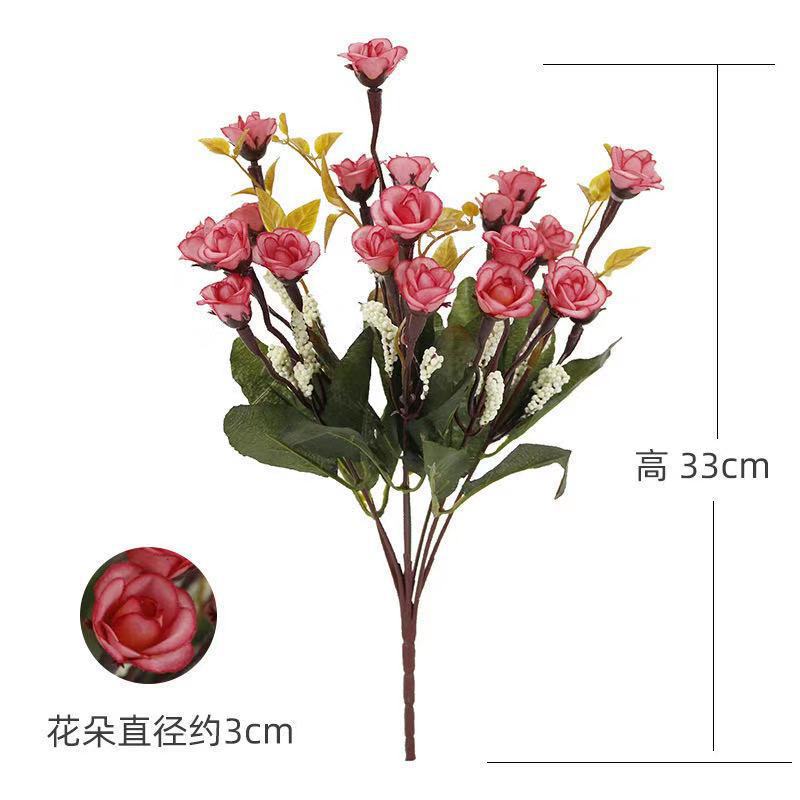 Cross-Border fake flower 21 head autumn happy rose European-style artificial flower home decoration artificial silk flower mini Rose