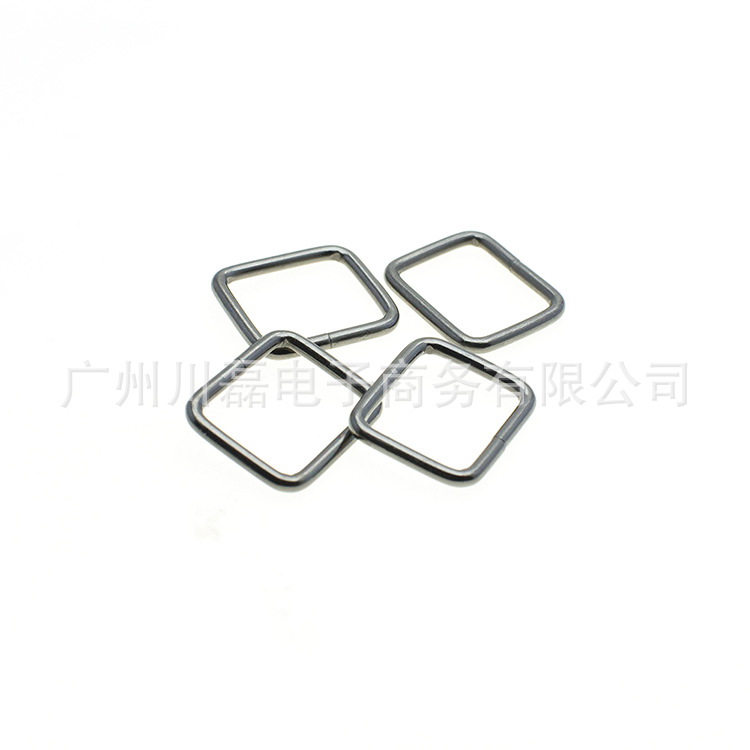Black Gun Color 10mm-38mm metal square buckle adjustment buckle open ring luggage hardware iron coil Lip Buckle