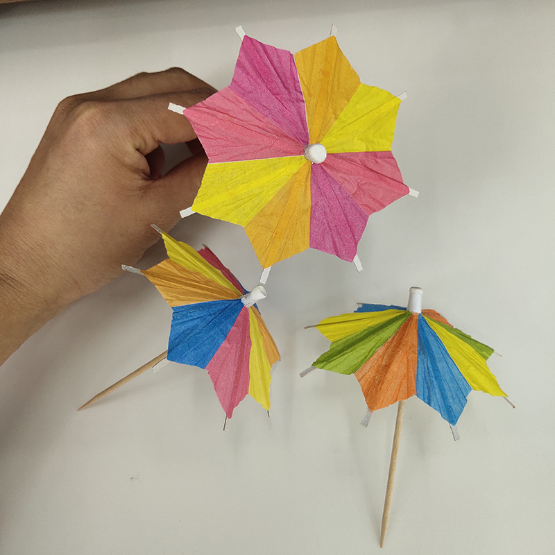Flower Paper Umbrella Fruit Cake Cocktail Drink Decoration Umbrella Insert Sign Wine Sign Fruit Sign Color Octagonal Small Umbrella Sign