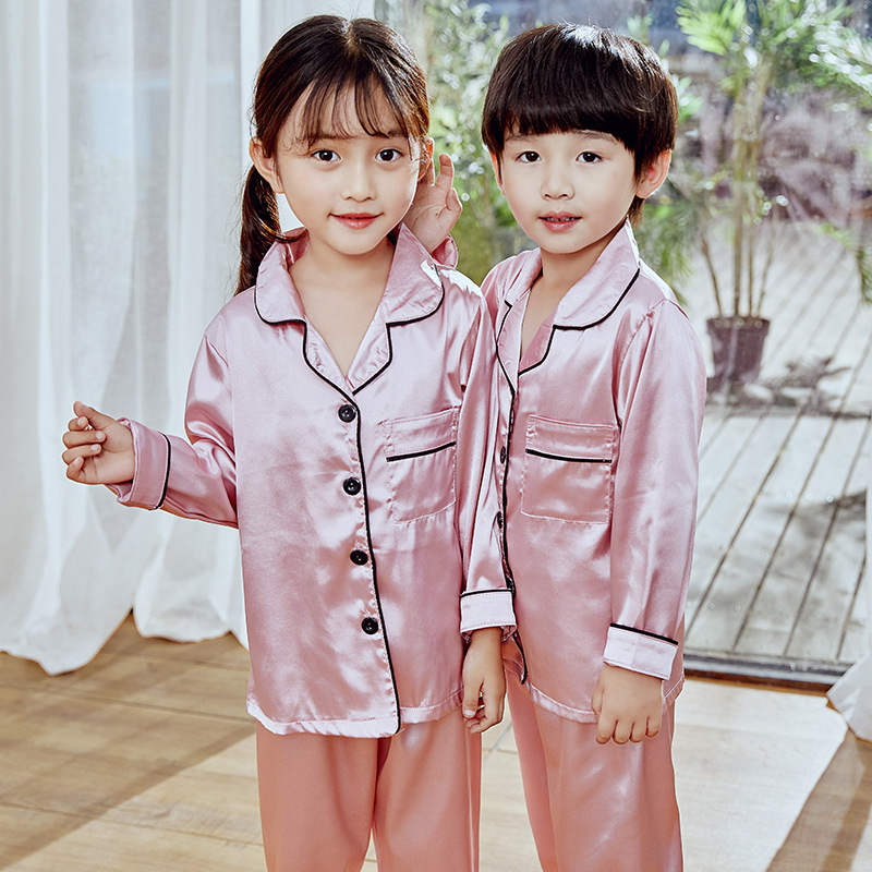 Children's Pajamas Children's Ice Silk Home Clothes Boys and Girls Silk Baby Children's Silk Summer Short Sleeve Suit