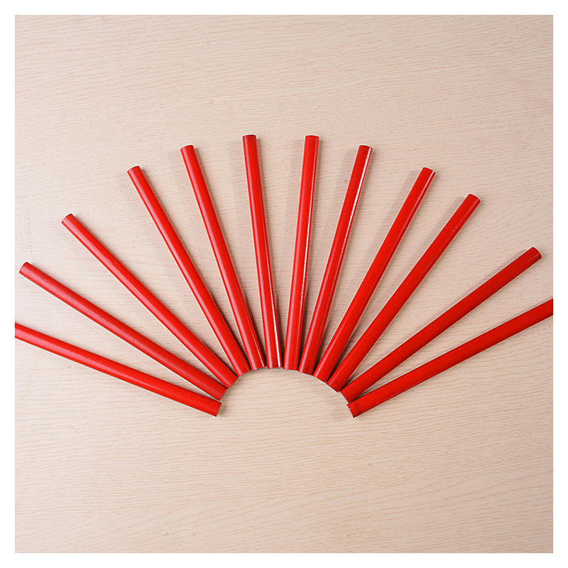 2019 New drawing black core pencil woodworking red flat head black core pencil woodworking writing pen factory direct sales
