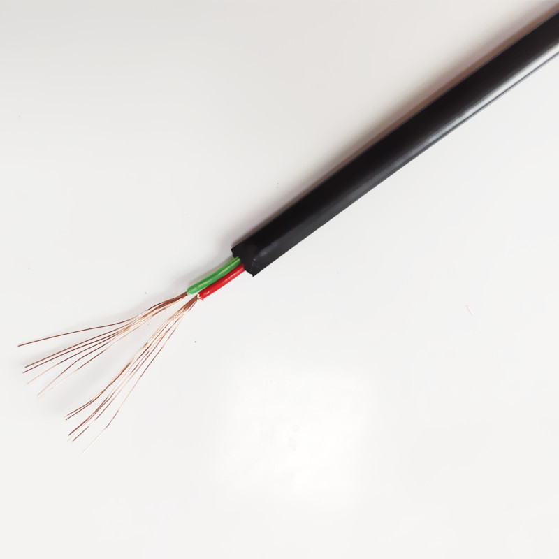 Factory wholesale 2 core 28AWG multi-strand oxygen-free copper flat telephone line environmental protection Black 2 core indoor telephone line