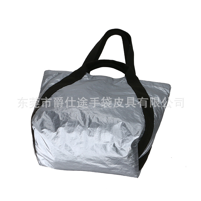 Trendy Dupont Paper Shoulder Bag, Gun Color Environmentally Friendly Tyvek Handbag, Waterproof Shoulder Shopping Bag