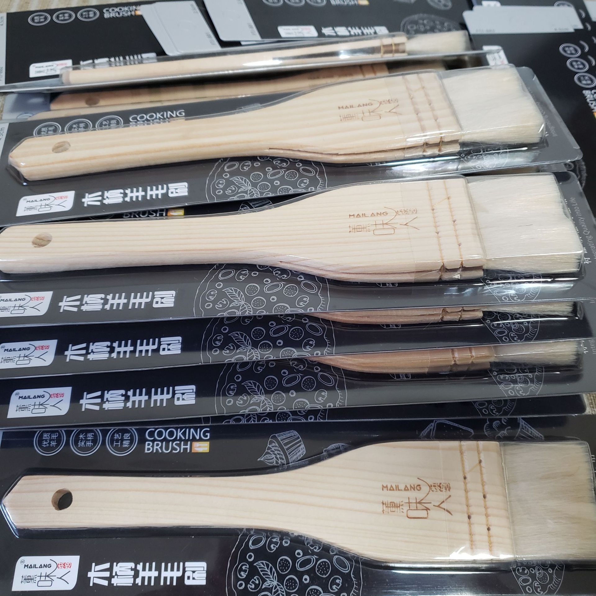 Wooden Handle Thread Wool Brush Mooncake Brush Baking Wool Brush Barbecue Brush Cooking Brush Dipping Brush