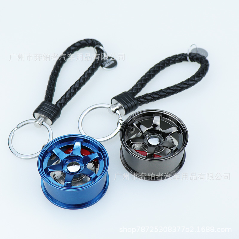 Cross-border goods TE37 wheel hub keychain 45mm wheel hub rearview mirror pendant pendant brake disc keychain