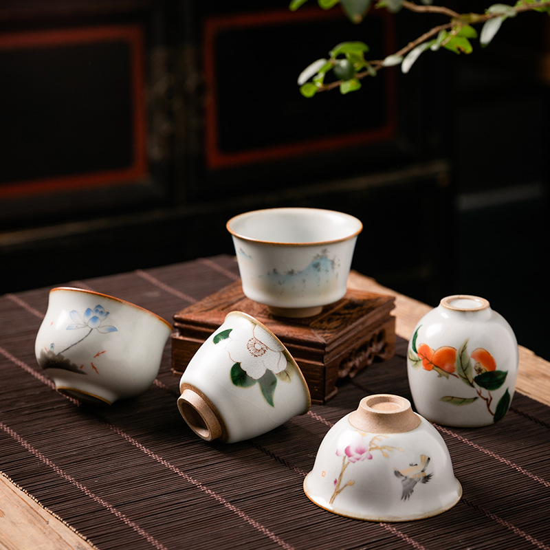 Чайный набор в антикварном стиле, керамическая чаша, трещиноватая глазурь