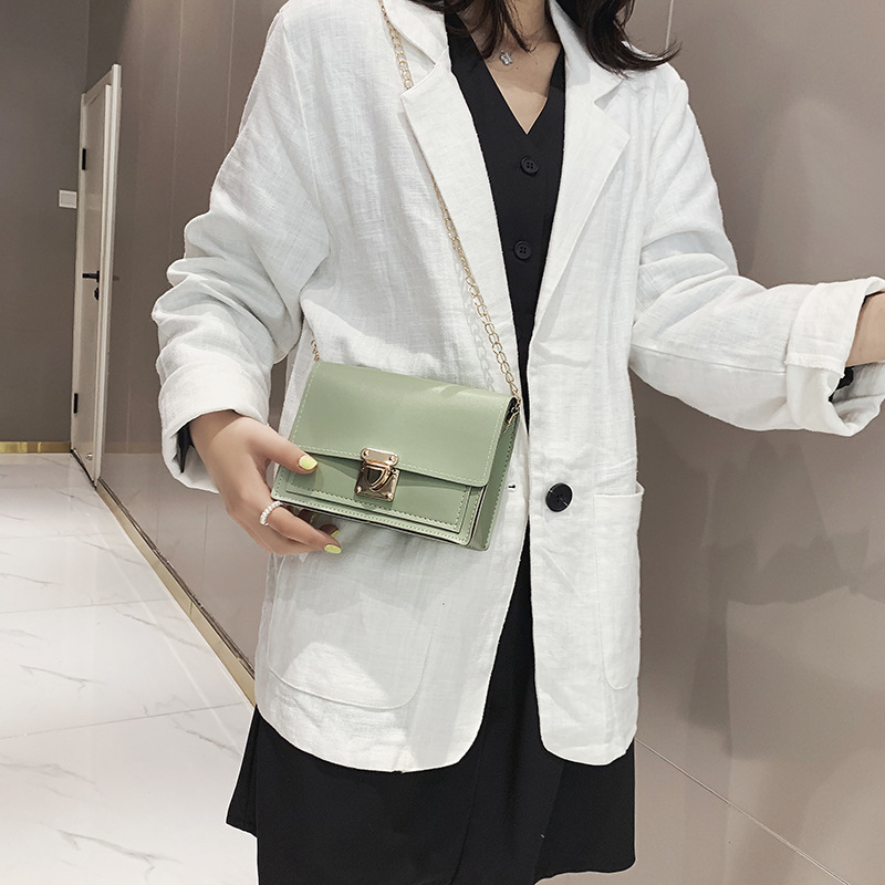 Summer Lock Small Square Bag Fashionable Bag Women's 2019 Summer Small Bag Shoulder Crossbody Bag ins Super Hot Chain