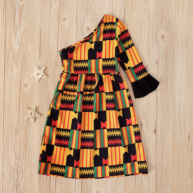Cute Baby Children's European and American Girls African Bohemian Style Shoulder Long Dress Children's Clothing ins