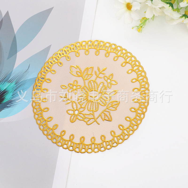 Factory direct pvc bronzing coaster Western dining mat ashtray mat mat heat insulation pad round 12cm