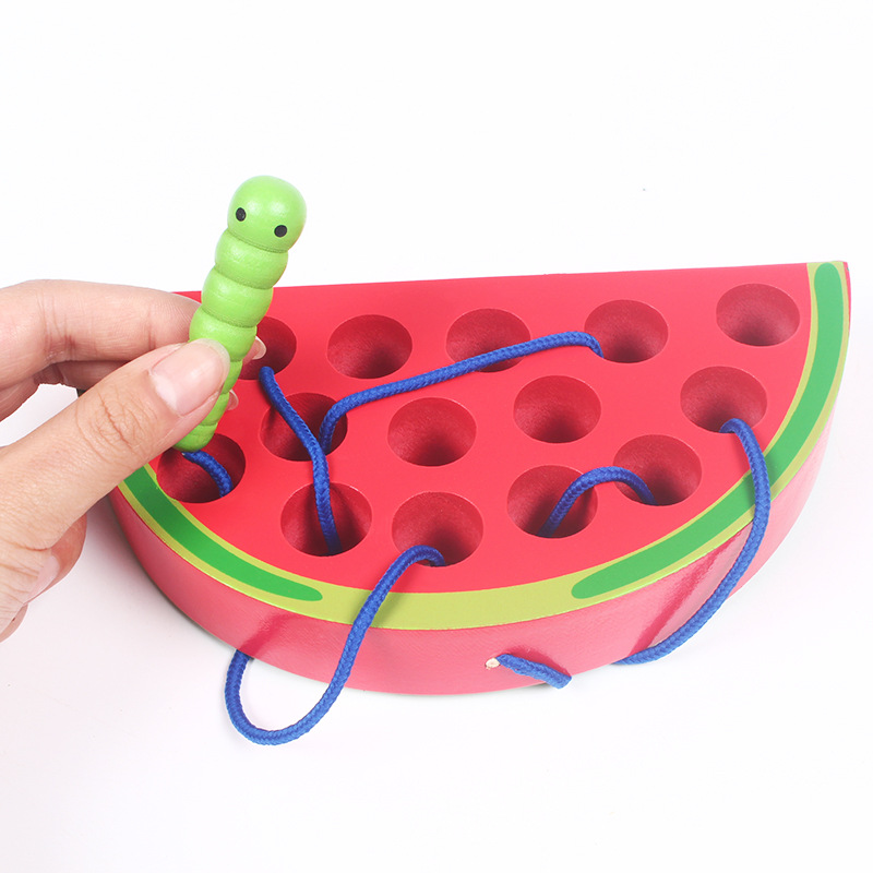 Worm Eating Apple Game Children's Montessori Early Childhood Teaching Aware Children Exercise Hands-on Ability Thinning Intelligence Wooden Toys