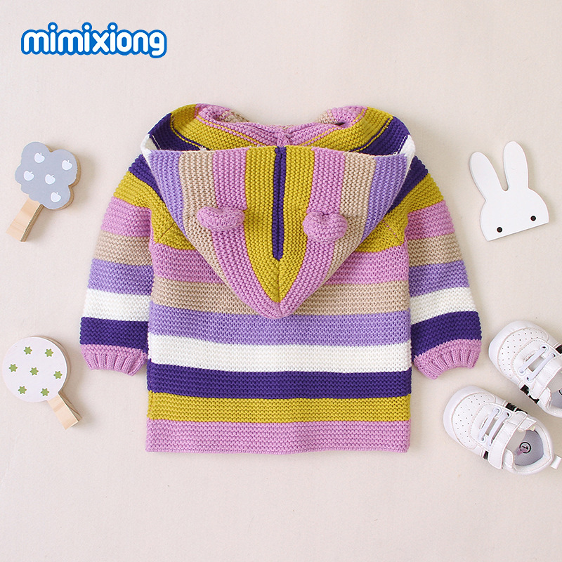 ins hot sale children's striped knitted cardigan