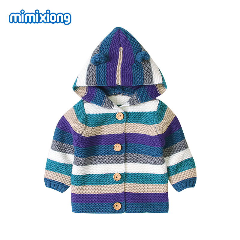 ins hot sale children's striped knitted cardigan