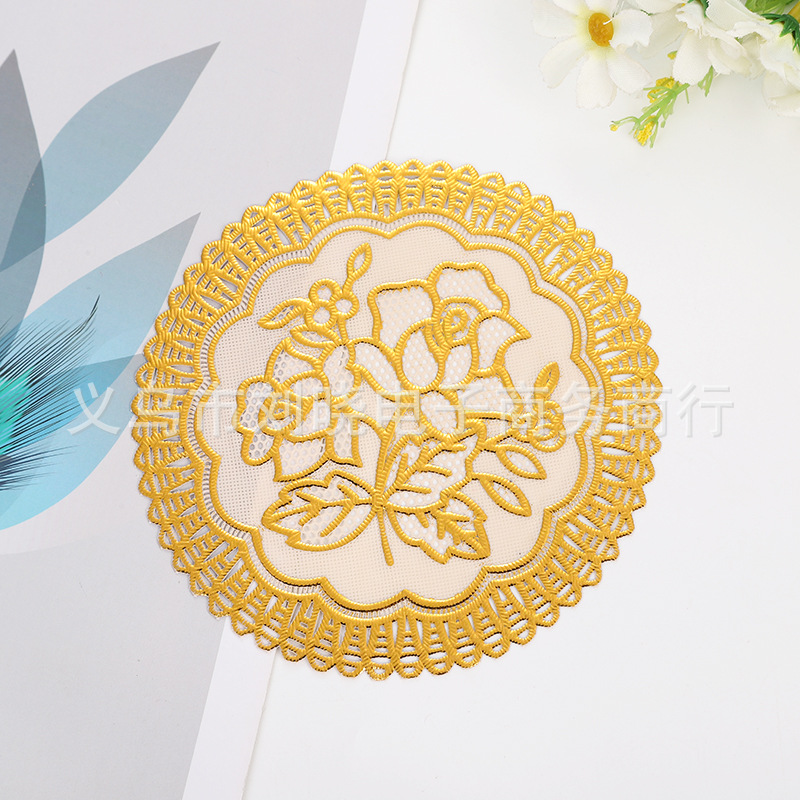 Factory direct pvc bronzing coaster Western dining mat ashtray mat mat heat insulation pad round 12cm