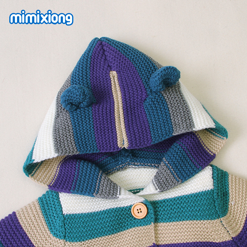 ins hot sale children's striped knitted cardigan