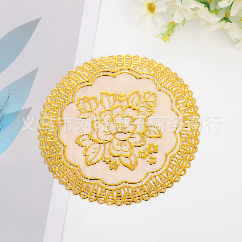 Factory direct pvc bronzing coaster Western dining mat ashtray mat mat heat insulation pad round 12cm
