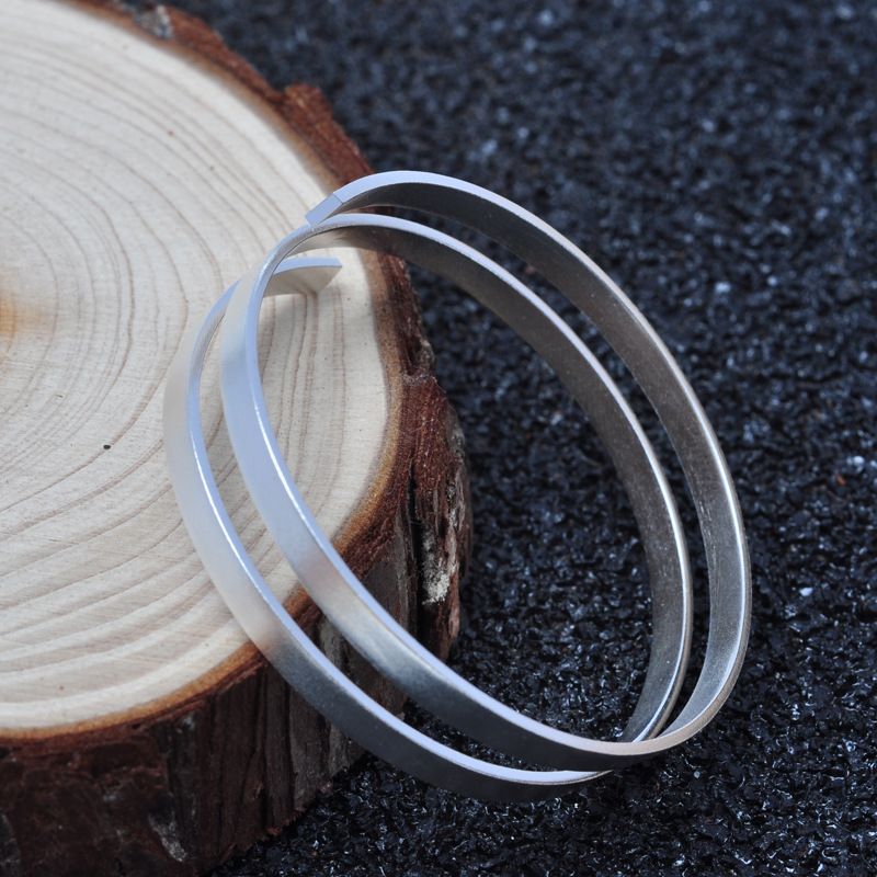 S999 Rectangular Ring Bar Bracelet Silver Bar DIY Handmade Silver Material Wood Inlaid Flat Wire
