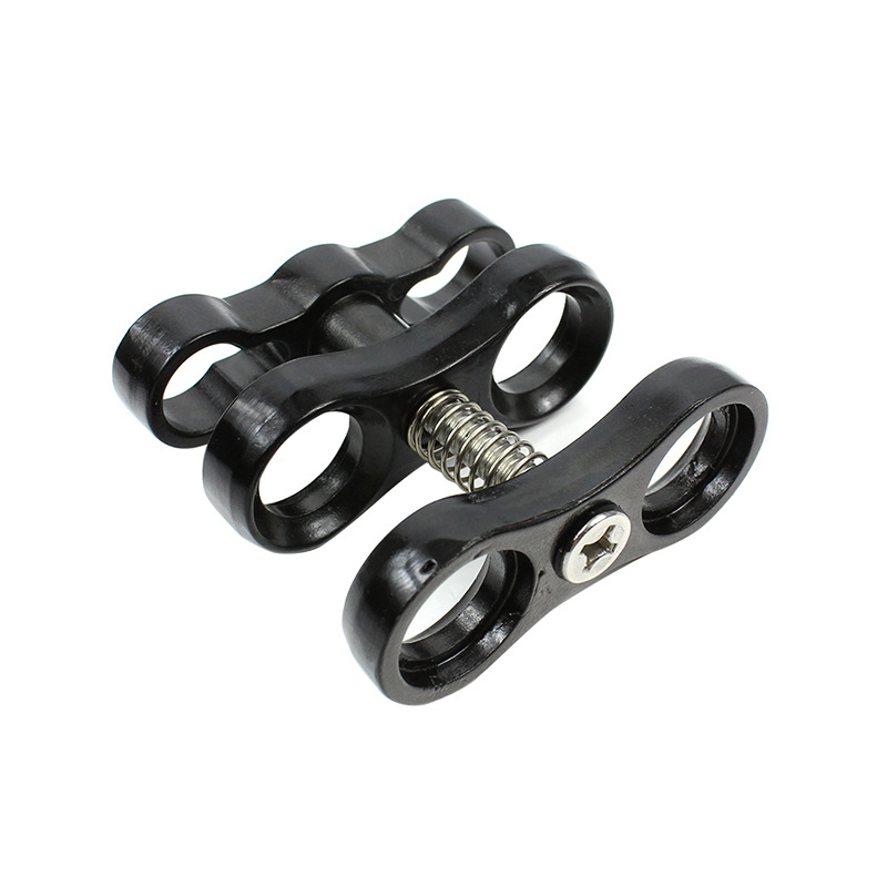 Diving accessories aluminum alloy double-Hole diving butterfly clip two-hole double ball head fill light Clip lamp arm clamp clip