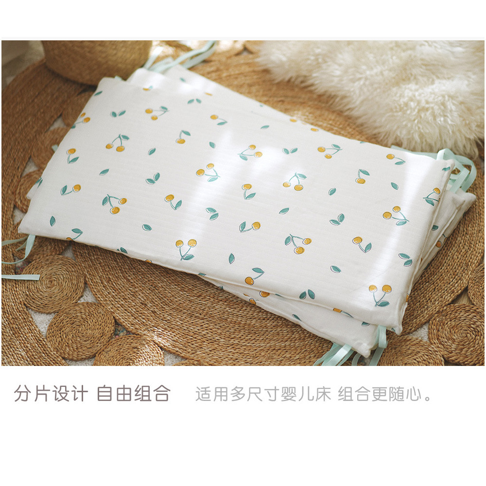 Crib Fence Pure Cotton Gauze Baby Anti-Collision Guardrail Free Combination Zoo 60*30*3 Removable and Washable