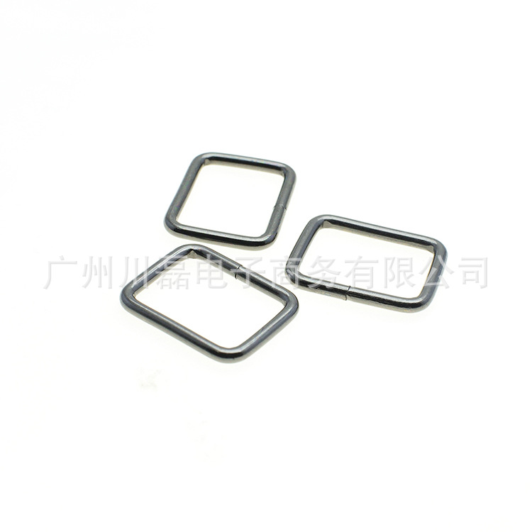 Black Gun Color 10mm-38mm metal square buckle adjustment buckle open ring luggage hardware iron coil Lip Buckle