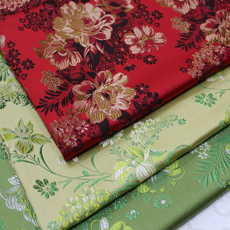 Chinese-style Cheongsam Cotton-padded Jacket Children's Wear Decorative Cushion Pillow Table Runner Fabric Jacquard Brocade Antique Peony Fabric