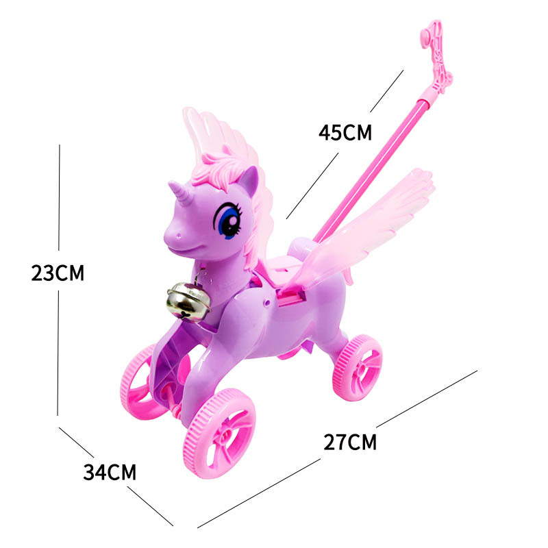 Hand push Pegasus children play house sound cartoon Pegasus trolley toy parent-child interactive early education Walker