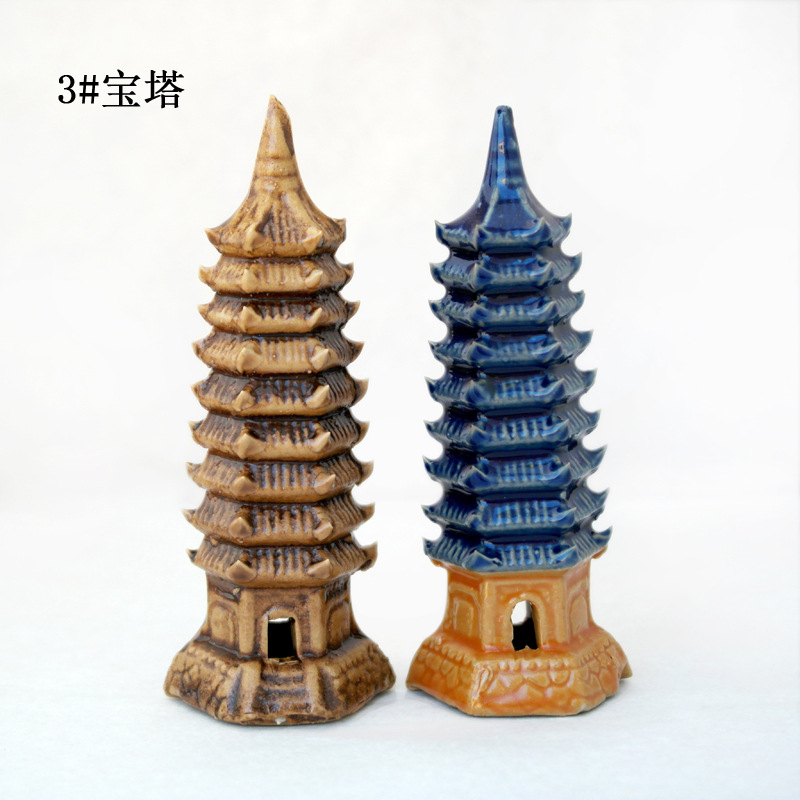 Water-absorbing stone bonsai fish tank ceramic ornaments micro-landscape rockery ornaments pagoda water ornaments