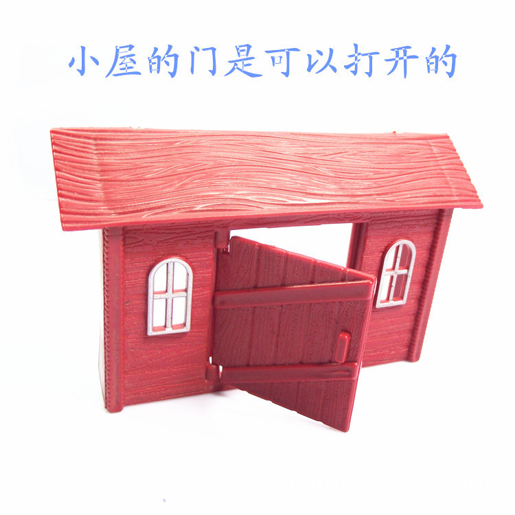 Red Farm accessories four-piece double-paddle boat farm cottage windmill feed trough model boat scene decoration
