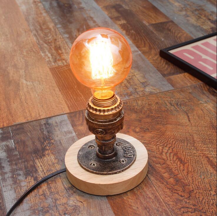 loft American Retro Simple Creative Cafe Restaurant Bar Industrial Style Antique Copper Small Water Pipe Iron Table Lamp