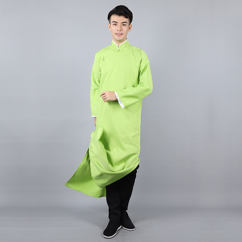 Zhang Yunlei's Same Style Crosstalk Coat, Chinoiserie Republic of China Gown, Chinoiserie Robe, Mandarin Coat, Male and Female Groomsmen Performance Clothing