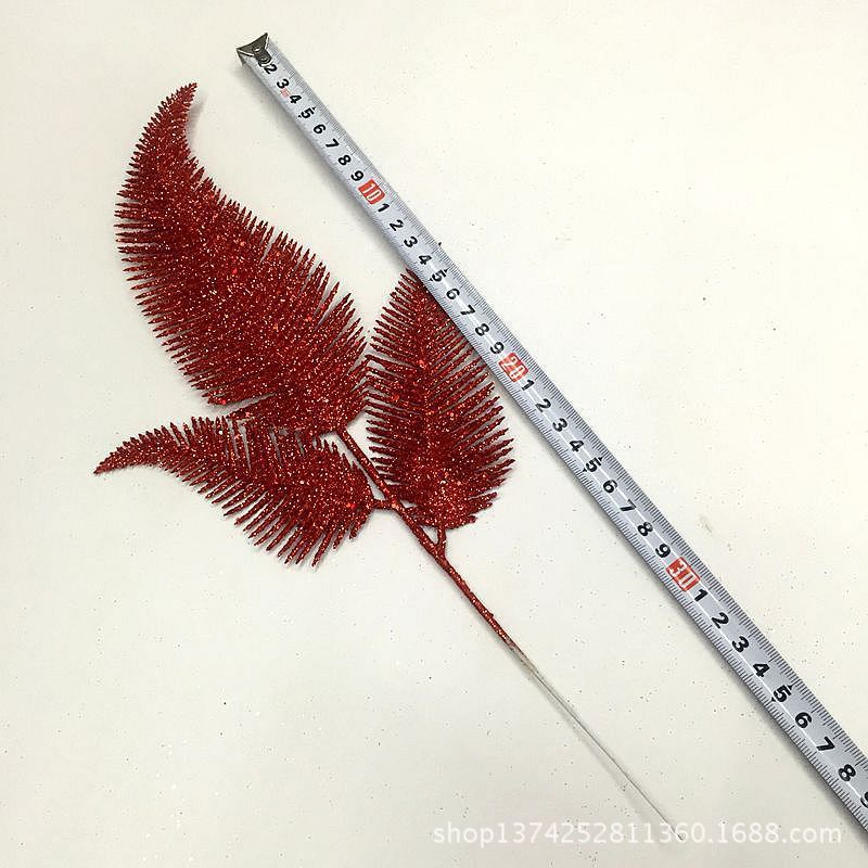 Artificial flower plastic leaf 3 Phoenix leaf gold powder leaf magic color series Christmas flower series