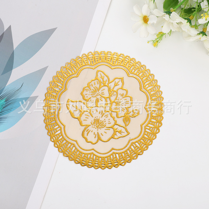 Factory direct pvc bronzing coaster Western dining mat ashtray mat mat heat insulation pad round 12cm
