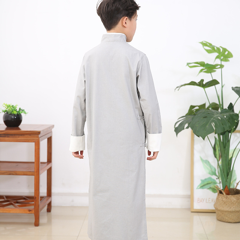 Men's and Children's Xiangsheng Suit Big Coat Republic of China Long Shirt Long Robe Retro Clothing Children's Clothing Tang Suit Chinese Style Performance Clothing Hanfu