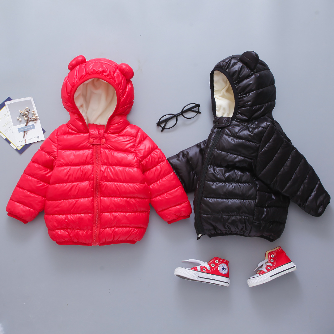 Children's cotton-padded jacket for boys and girls light down cotton-padded jacket for children autumn and winter baby thickened coat cotton-padded jacket hooded