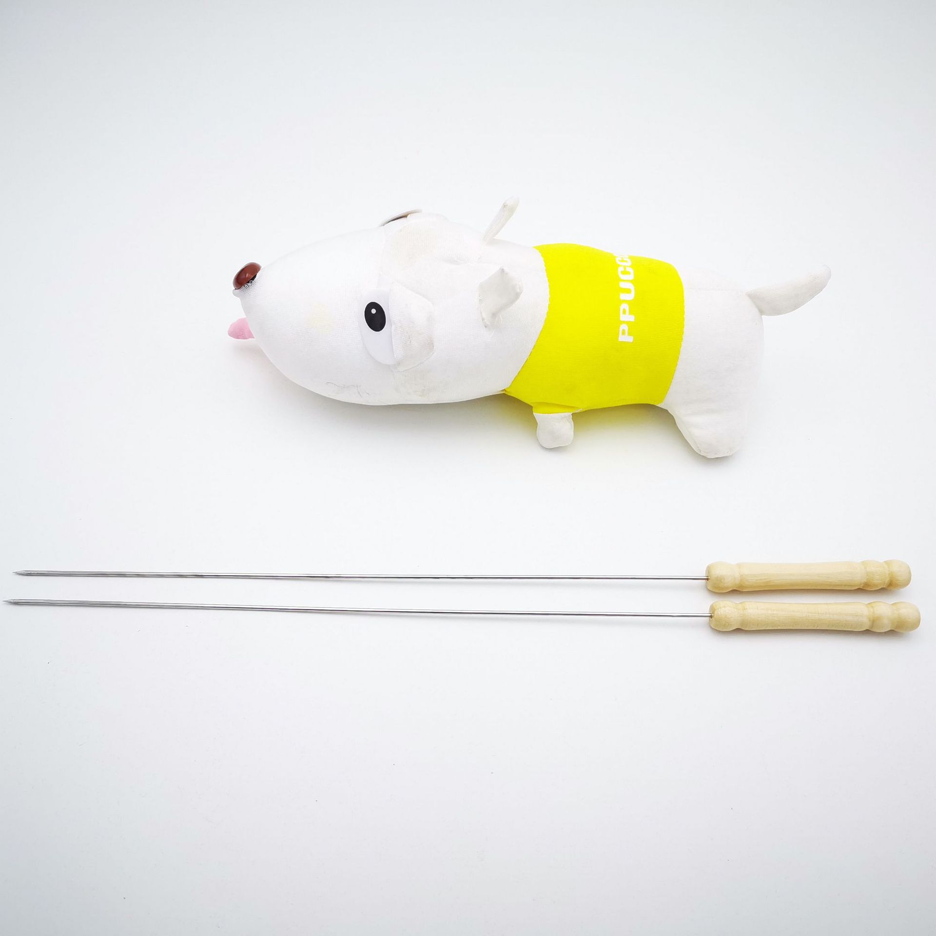 New Stainless Steel Wooden Handle Barbecue Skewers, Extra Long and Thick, Round Skewers, Barbecue Skewers, Flat Tools and Supplies, Manufacturer in Stock