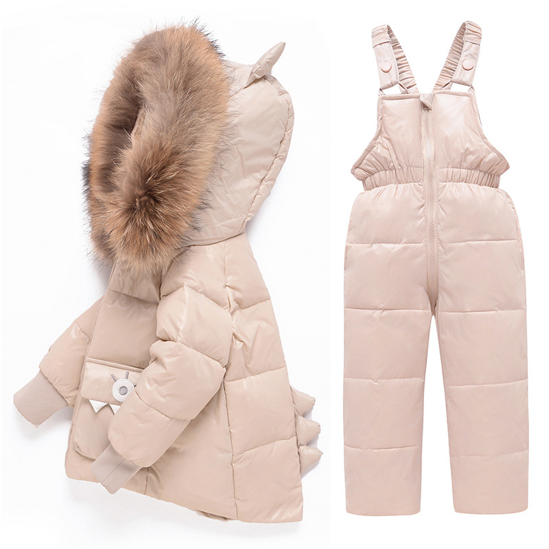 Factory Direct Sales New European and American children's down jacket cartoon suit boy baby baby two-piece set suit generation hair