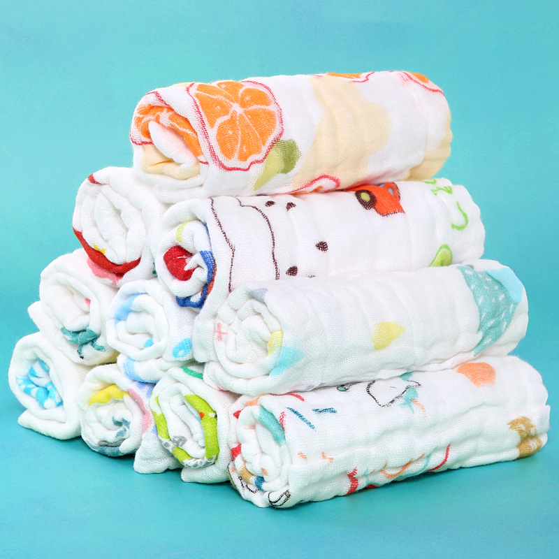 Pumi six-layer pure cotton baby square towel absorbent baby gauze saliva towel baby towel baby milk towel