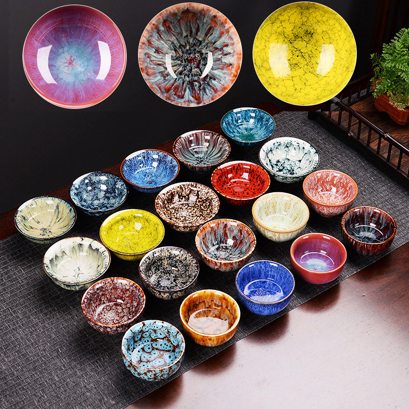Kiln Change Cup Rabbit's Hair Building Tea Set Kung Fu Small Tea Cup Master's Cup Single Cup Tasting Cup Bou Li Cup Tea Holder Tea Bowl