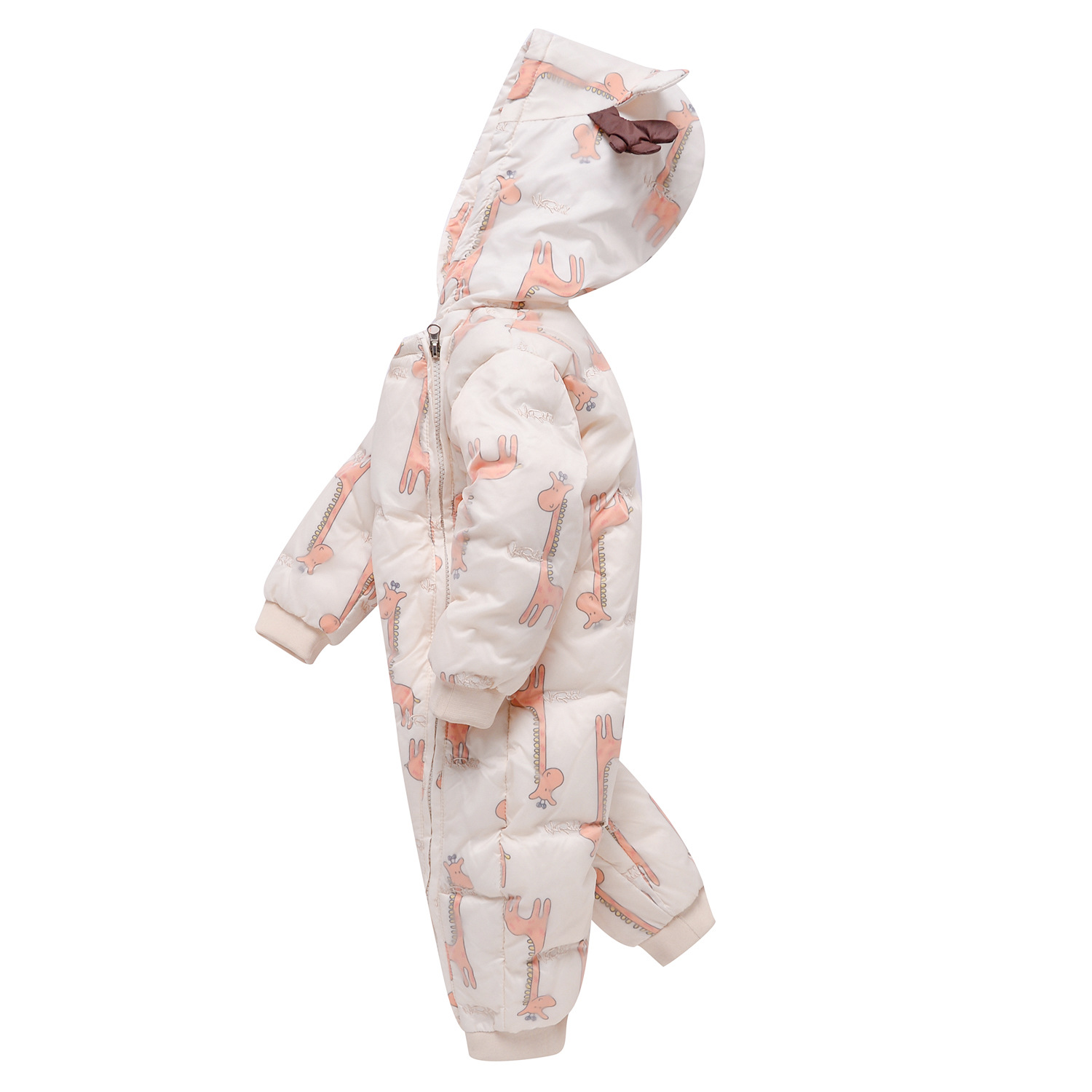 Baby one-piece down jacket men's winter white duck down baby down jumpsuit girls' outing romper suit thickened