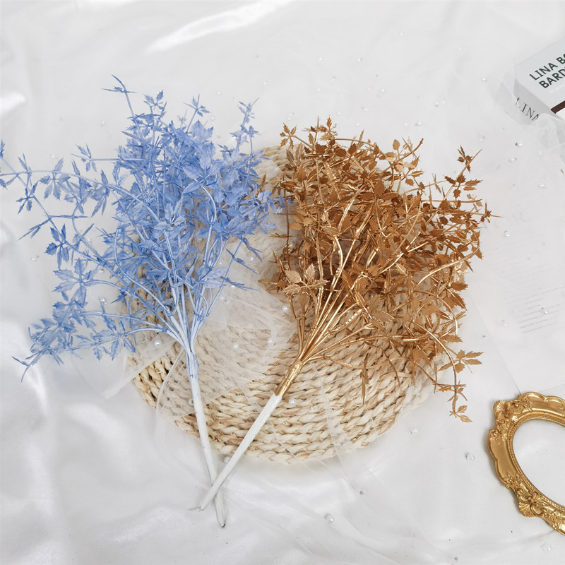 Симулированная пластиковая роза трава мелкий ручной с crushed кленовый лист основа свадебное оформление цветочная композиция отельный декор