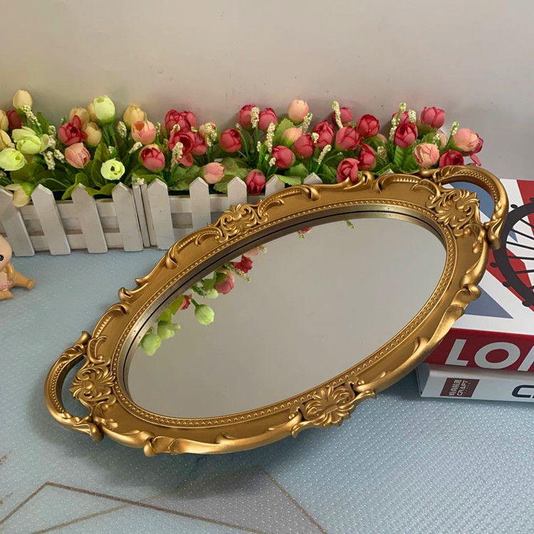 Заводская поставка фруктового зеркального подноса кистевое золото для хранения ювелирных изделий парфюмерии косметики кросс-бордер