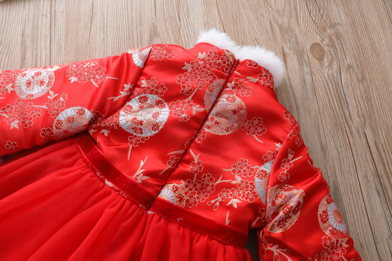 2928 girls' cheongsam children's clothing children's ethnic style hanfu baby quilted dress Winter Chinese style Tang suit