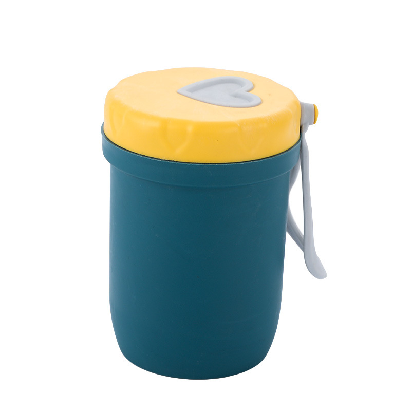 Couple Wheat Breakfast Cup Portable Soup Cup with Spoon with Lid Milk Cup Student Straw Cup Double Layer Heat Insulation Cup