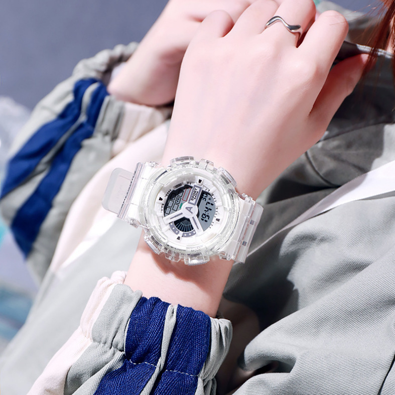 Factory hot sale New transparent Round LED men's couple student tide watch sports fashion electronic watch waterproof