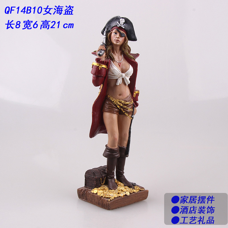 Прямые поставки фигурок из смолы, женский пират, декор для бара, отеля, домашние изделия ручной работы