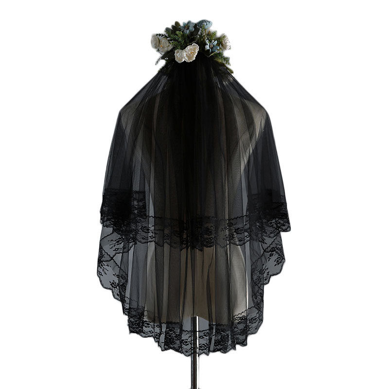 Factory Direct supply new bridal wedding dress accessories Swiss soft mesh double layer lace lace lace band hair comb veil