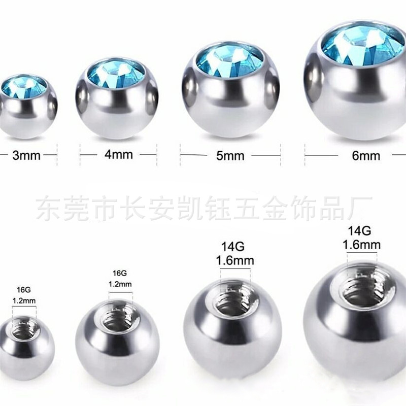 Origin source stainless steel titanium steel diamond piercing ball jewelry nose nail lip nail ball diy small accessories replacement ball
