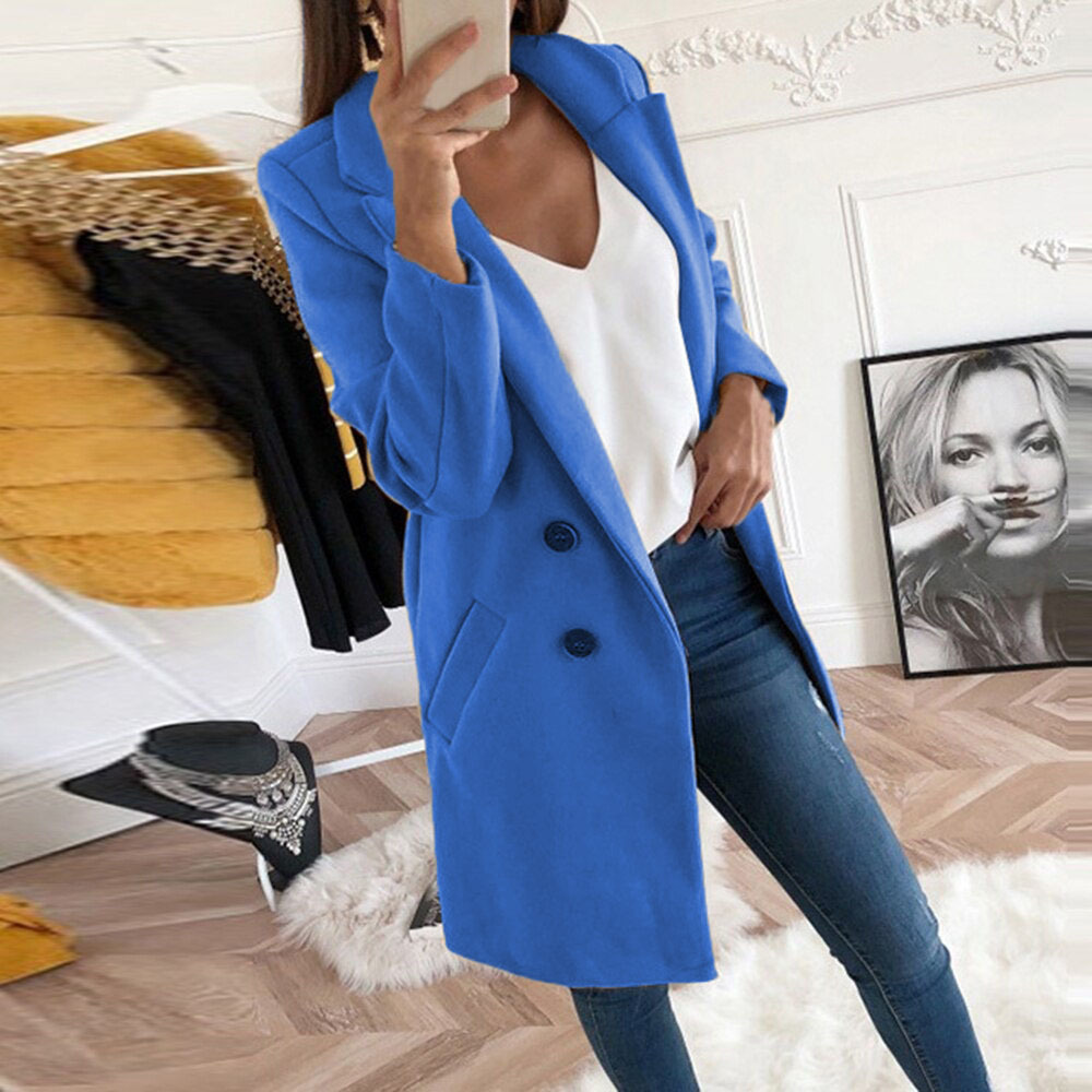 Autumn 2023 Amazon ebay AliExpress wish European and American fashion suit collar slim-fit women's trench coat