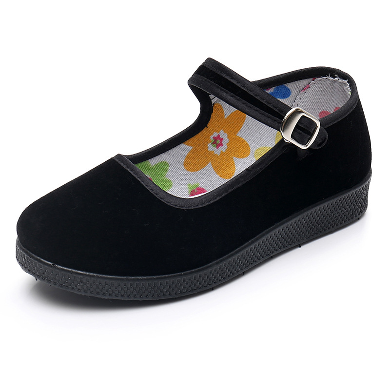 Old Beijing Cloth Shoes Small Etiquette Soft Sole Non-slip Children's Performance Shoes Dance Shoes Small Black Shoes Flat Square Mouth Women's Shoes